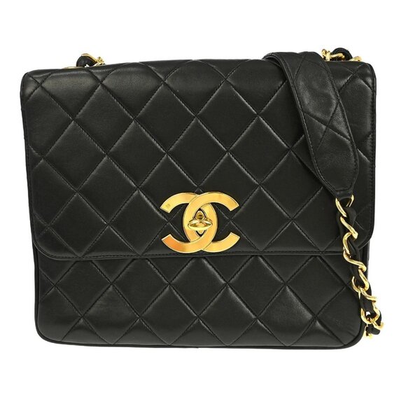 Chanel Black Lambskin Straight Flap Shoulder Bag - Picture 1 of 11